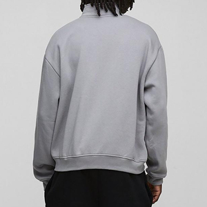 Sweat-shirt à col montant mi-zippé surdimensionné en molleton de coton uni Heather avec logo brodé personnalisé pour la vente en gros - Product Image 5