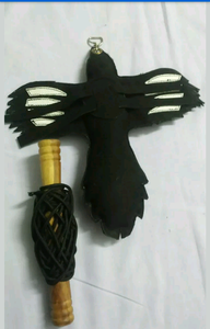 Leurre en forme de moineau en cuir de haute qualité pour fauconnerie portable avec creance et ligne en bois - Product Image 2