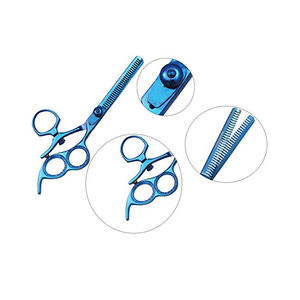 6.5 ciseaux à cheveux en titane bleu pouce pivotant 3 anneaux en acier inoxydable avec pointe de lame tranchante pour la coiffure - Product Image 5