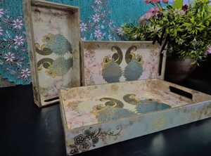 Plateau de service carré élégant et écologique en MDF recouvert de résine, lavable au lave-vaisselle, style classique pour le petit-déjeuner et le service de café - Product Image 2