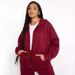 2022 Sudadera con capucha ajustada de gran tamaño para mujer 100% algodón y poliéster elegante patrón sólido ropa de calle para invierno - Product Image 6