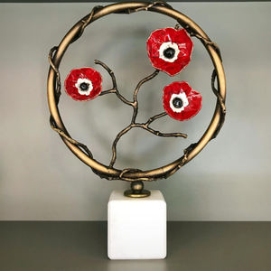 Juego de 2 Esculturas Decorativas Hechas a Mano con Base de Mármol Coral y Metal de Aluminio para Decoración de Mesa de Sala de Estar y Dormitorio - Product Image 3