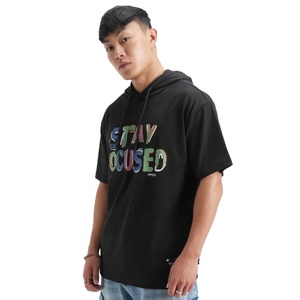 Nouveauté, sweat à capuche surdimensionné pour hommes, 100% coton, t-shirts à manches courtes, style hip hop, logo imprimé grande taille - Product Image 2