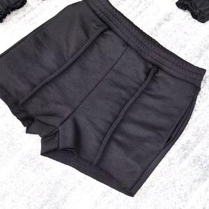 Custom Zip-Up Hoodie Short Set Casual Sports Wear with Embroidered Letter Pattern Cotton Terry Long <b>Tops</b> Autumn & Summer Season - Product Image 3