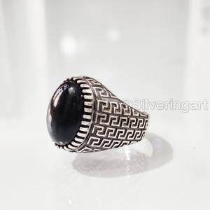 Bague pour homme en argent sterling 925 avec pierre précieuse onyx noir naturel, pierre de naissance de décembre, toutes tailles, bijoux arabes fins, vente en gros - Product Image 2