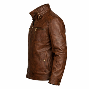 Chaqueta de Motociclista para Hombre, de Cuero Vacuno Suave al Tacto, Ecológica, Ligera, a la Moda, Personalizada, de Corte Ajustado, Nueva Llegada, de Alta Calidad - Product Image 4