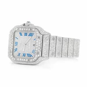 Reloj Unisex de Lujo con Diamantes de Imitación, Estilo Hip Hop, Cristal de Cuarzo Cuadrado, Acero Inoxidable, OEM ODM, con Logotipo Personalizado - Product Image 2