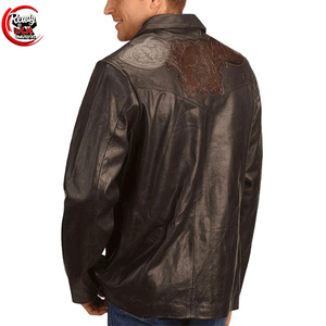 เบลเซอร์หนังแกะแท้ทรงสลิมฟิตลำลองสำหรับผู้ชาย100% ปกคอวีด้านหน้าปรับแต่งได้อย่างเต็มที่ - Product Image 2