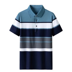 Nueva camiseta Polo para hombre con estampado de rayas, ropa sencilla para hombre, camisa holgada de manga corta informal de verano, sudadera de aliento a la moda - Product Image 3