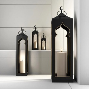 Lanternes porte-bougie en métal personnalisées pour Noël, de haute qualité, faites à la main en fer/acier inoxydable, décorations carrées pour le sol - Product Image 4
