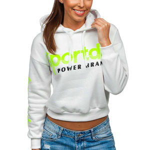 Sudadera con hombros caídos para mujer, estilo casual de invierno, tejido polar, logotipo frontal, estilo moderno - Product Image 5