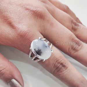 Bague pour femme Opale dendritique naturelle Pierre précieuse Octobre Pierre de naissance 3 Bande torsadée Vintage Bijoux faits à la main Bague en argent sterling 925 - Product Image 3