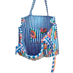 Sac fourre-tout matelassé pour femme fait à la main en coton indien motif floral imprimé sac à bandoulière pour la plage et le shopping - Product Image 3