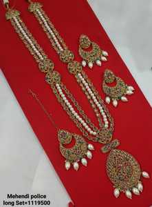 INDIAN TRADITIONAL and <b>FASHIONABLE</b> COPPER <b>JEWELLERY</b> BRIDAL WEDDING <b>JEWELLERY</b> SET for WOMEN EARRINGS and NECKLACE SET - Product Image 3