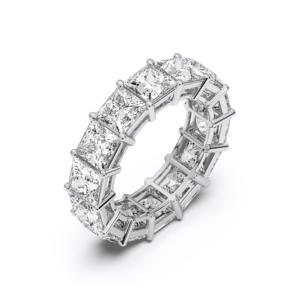 Anillo de banda de eternidad de platino sólido de diamante de corte princesa cultivado en laboratorio de 10,00 quilates de/VVS-VS Unisex - Product Image 4