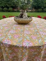 Nappe de table réutilisable en pur coton, imprimée de motifs floraux modernes, faite à la main, personnalisable, de haute qualité, pour décoration de ferme, mariage et maison