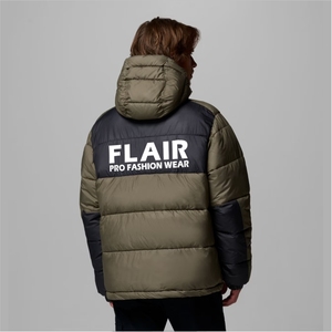 Men's High Quality <b>Denim</b> Puffer <b>Jacket</b> Vintage Style Hooded Collar Front Embroidered Logo Solid Pattern Winter Closure Zipper - Product Image 4