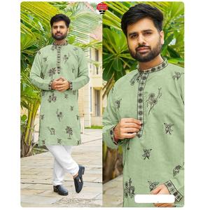 Pijama Kurta de tela cómoda para todas las estaciones, perfecto para funciones matrimoniales, ropa tradicional y de fiesta, venta al por mayor - Product Image 1