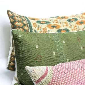 Funda de Almohada Kantha Hecha a Mano, Vintage, de Algodón, Última Llegada, Ropa de Cama Bordada con Patrón Impreso para Uso en el Hogar y Hoteles, Técnicas de Tejido - Product Image 3