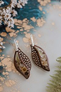 SUSTAINBLE <b>Gold</b> Foil Black White Resin Heart Shape Earrings Square Round Geometric <b>Wooden</b> Resin Drop Earrings - Product Image 2