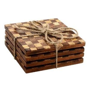 Luxury Durable Solid Wood Contemporary Coaster Set for Home <b>Bar</b> Setup Keeping Drinks Area Tidy and Stylish Every Single Day - Product Image 3