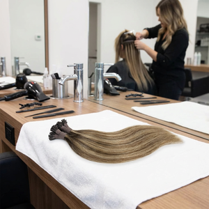 Extensions de cheveux vierges de qualité salon, cuticules intactes, pointe plate I-Tip, longue durée, 24 pouces, <span class=keywords><strong>U</strong></span>-Tip, 53 couleurs, pour stylistes - Product Image 6