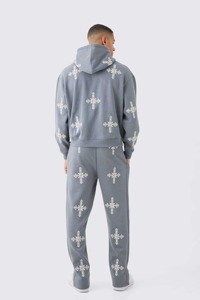 Sweat à capuche pour hommes surdimensionné personnalisé avec fermeture éclair pour l'hiver et la croix brodée respirante avec logo personnalisé vente en gros - Product Image 2