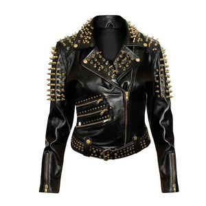 Nueva Chaqueta de Cuero con Tachuelas para Hombre, Chaqueta de Motociclista de Cuero con Púas y Pedrería, Chaquetas de Cuero con Tachuelas para Hombre - Product Image 3