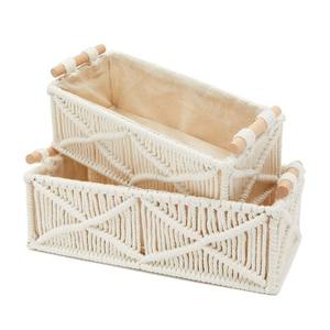 Cesta de almacenamiento colgante de macramé de diseño único, decoración de sala de estar, accesorios para el hogar, uso para paños, producto de maquillaje - Product Image 4
