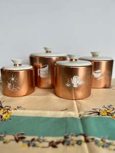 Luxury Look Copper <b>Canister</b> <b>Set</b> With Decorative Design Elements Perfect For Interior Styling Alongside Functional Storage - Product Image 3