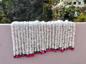 Guirlande florale en bois de sola fait main, jasmin et lotus, décoration bohème, accessoires de maison écologiques, vase mural indien bohème naturel - Product Image 5