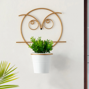 Ensemble de pots de fleurs muraux en fer galvanisé de 10 pouces, design rond avec finition laiton pour la décoration de la maison et du jardin, support de pot de fleurs - Product Image 5