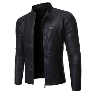 Professionnel hommes rouge cuir vestes Slim Fit Pu moto vestes nouvelle mode mâle fermeture éclair cuir manteaux printemps vestes décontractées - Product Image 5