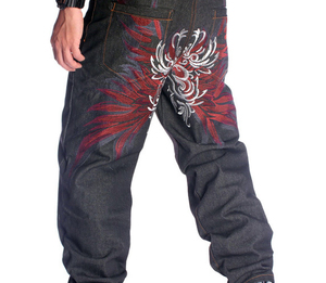 Pantalones vaqueros holgados bordados para hombre, pantalones de Skate de pierna recta con logotipo OEM ODM de talla grande AeeDenim - Product Image 4