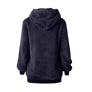 Sweat-shirt à capuche oversize en polaire sherpa pour femme, coupe-vent, avec poches - Product Image 4