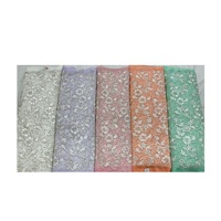 Tissu de broderie Georgette Viscose de qualité d'exportation indienne avec tissu de robe de désherbage à motif séquentiel