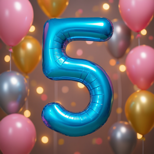 Globo de fiesta Party Love Número Azul N5 100cm Bolsa de 12 piezas - Product Image 3