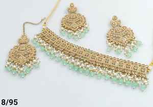 FORMA CUADRADA ÚLTIMA GOTA COLLAR DE COBRE CHAPADO EN ORO A LA MODA CON PENDIENTES CHANBALI MANGTIKKA SET & JOYERÍA SET MUJER - Product Image 3