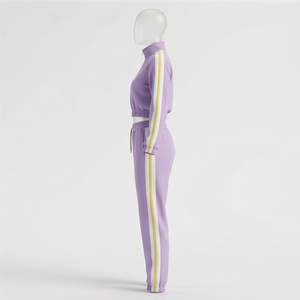 Conjuntos Deportivos de Dos Piezas para Mujer, Chaqueta con Cremallera y Pantalones con Cintura Elástica, Logotipo Personalizado OEM, Precio al por Mayor - Product Image 3