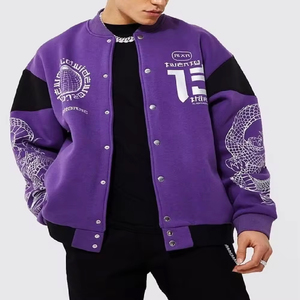 Chaqueta universitaria de lana personalizada 2024, parches bordados de alta calidad, diseño de chaqueta con letras de estilo callejero para invierno - Product Image 3