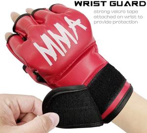 MMA <b>Gloves</b> for Kids Adults Punching Bag Boxing Sparring Grappling Half Finger Thick Padding Long Wrist Hook Loop Closure PU - Product Image 4