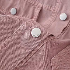 2025 abrigo de algodón Vintage de talla grande para mujer nuevo Rosa suelto prendas de vestir exteriores de lana de un solo pecho frente Otoño/Invierno sarga lavado Casual - Product Image 3