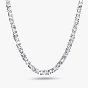 Round Cut Lab Grown Diamond <b>Tennis</b> Chain <b>Necklace</b> Hip Hop Style 925 <b>Sterling</b> <b>Silver</b> Gold Plated Charms for Men and Women - Product Image 3
