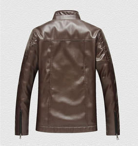 Veste en cuir décontractée de style de rue pour hommes en peau de vache coupe ajustée col montant imperméable respirant écologique de haute qualité - Product Image 5
