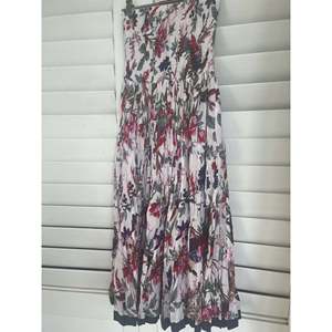 NOSTALGIA Women's Cotton Chiffon Wrap <b>Skirt</b> <b>Elastic</b> Waist Pleated Hand Block Printed Soft Breathable Feminine Tight Fit Spring - Product Image 1