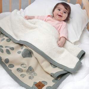 ผ้าห่มพี่เชอร์ปา-80x100ซม. (100% ผ้าฝ้ายอินทรีย์-450gr) สีเขียว/สีเบจ - Product Image 2