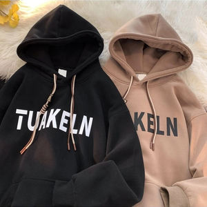 Sudaderas con capucha unisex de algodón con serigrafía personalizada logotipo personalizado Puff estampado pulóver hombres sudaderas con capucha de talla grande moda sudaderas con capucha sólidas - Product Image 3
