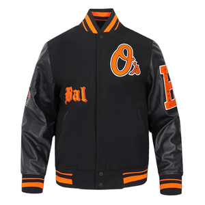 Chaqueta de bombardero de béisbol de alta calidad para hombre, chaqueta universitaria de lana con cola de escritura de Baltimore, parche personalizado ODM OEM - Product Image 5