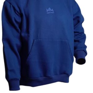 Sweat à capuche bleu pour homme en molleton de coton lourd avec poche kangourou, sweat-shirt décontracté streetwear - Product Image 6