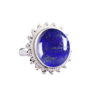 Bague en argent sterling 925 faite à la main bijoux en pierres précieuses naturelles de luxe avec bague en Lapis Lazuli plaqué rhodium - Product Image 1